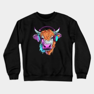 Retro Cow with Headphones #5 Crewneck Sweatshirt